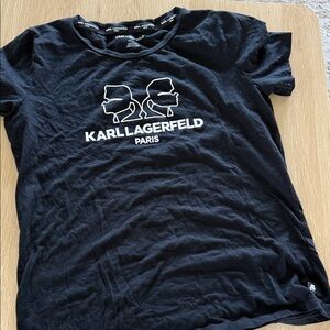 Karl Lagerfeld women Black T-Shirt with White Logo